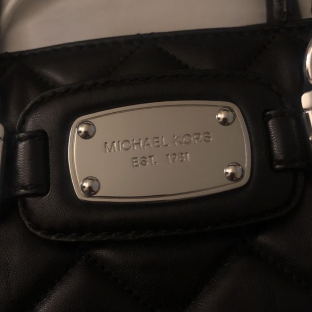 Michael Kors Black Leather Handbag w silver detail